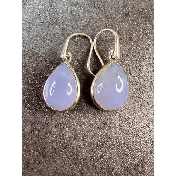 NEW Blue chalcedony sterling silver drop earrings 8.61 grams - Picture 1 of 13